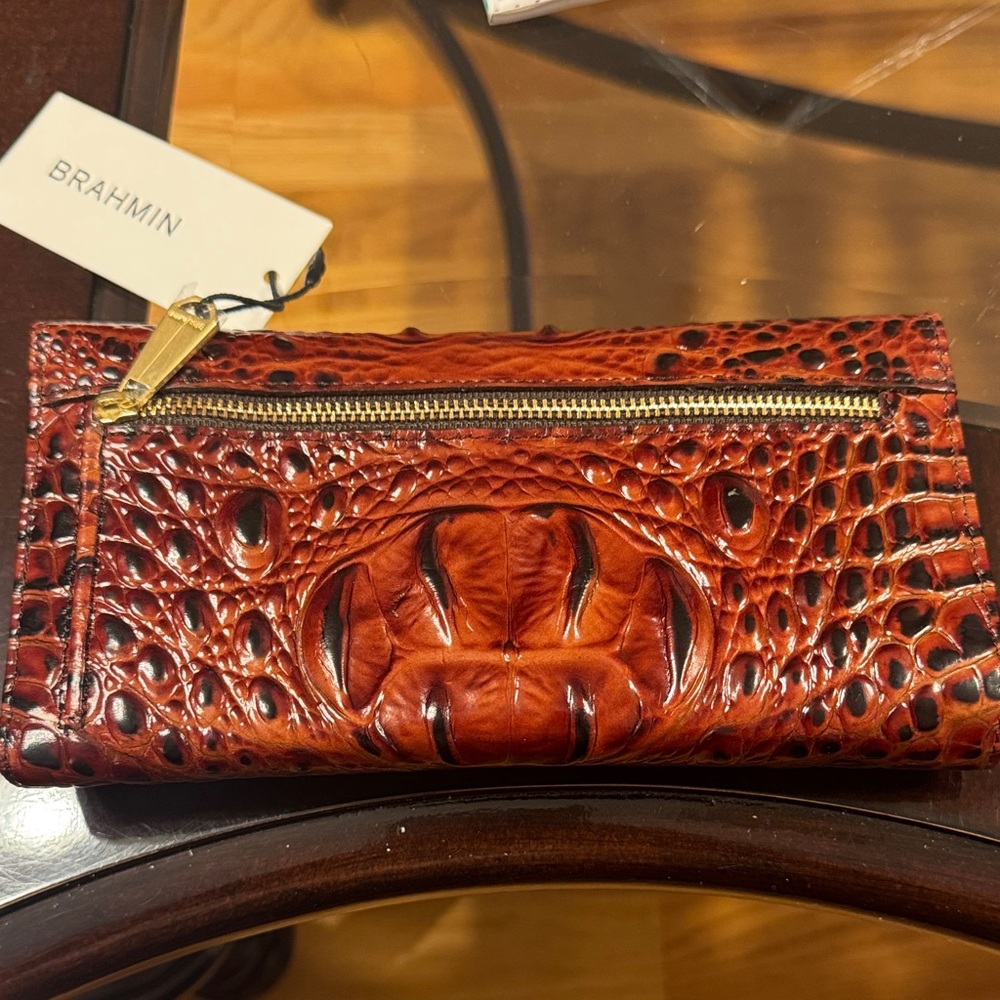 Brahmin Brown Crocodile Embossed Wallet - Picture 2 of 5